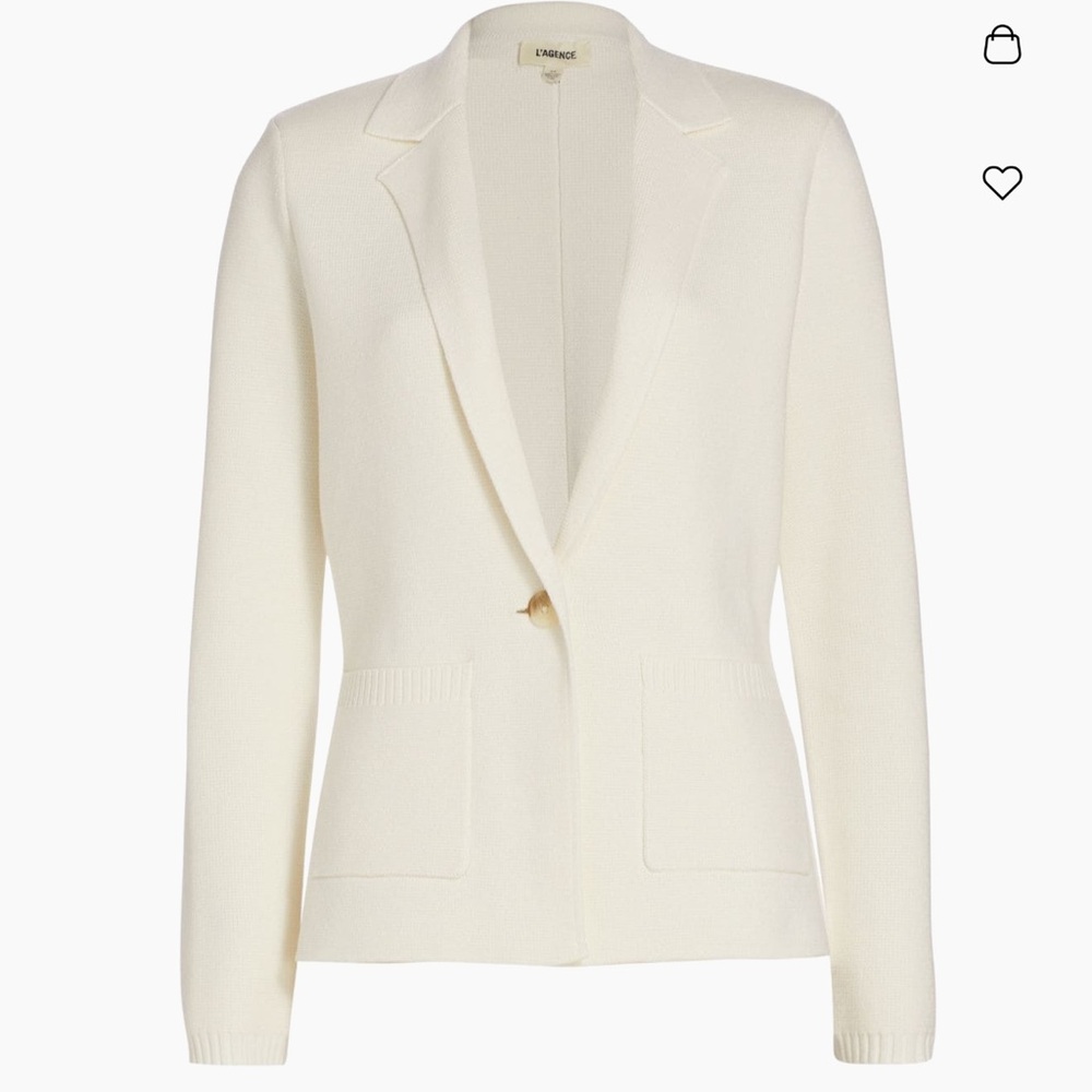 L'AGENCE Cream Tailored Blazer with Shawl Collar